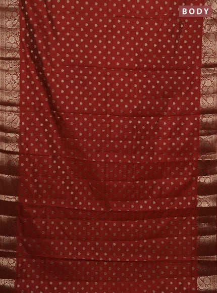Semi raw silk saree red with allover zari woven 1000 buttas and zari woven border