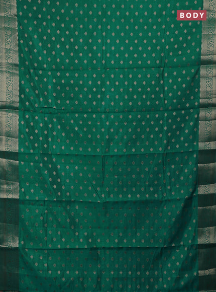 Semi raw silk saree teal blue with allover zari woven 1000 buttas and zari woven border