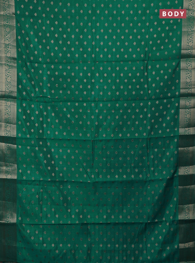 Semi raw silk saree teal blue with allover zari woven 1000 buttas and zari woven border