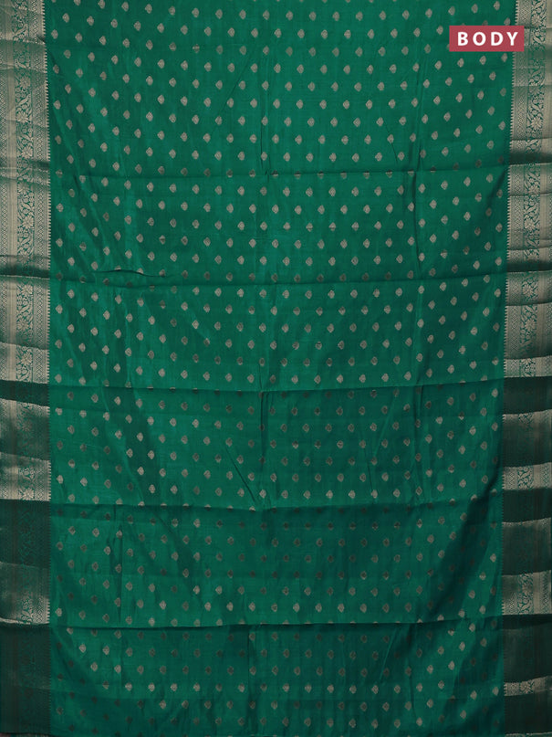 Semi raw silk saree teal blue with allover zari woven 1000 buttas and zari woven border
