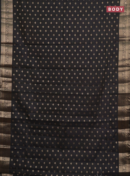 Semi raw silk saree black with allover zari woven 1000 buttas and zari woven border
