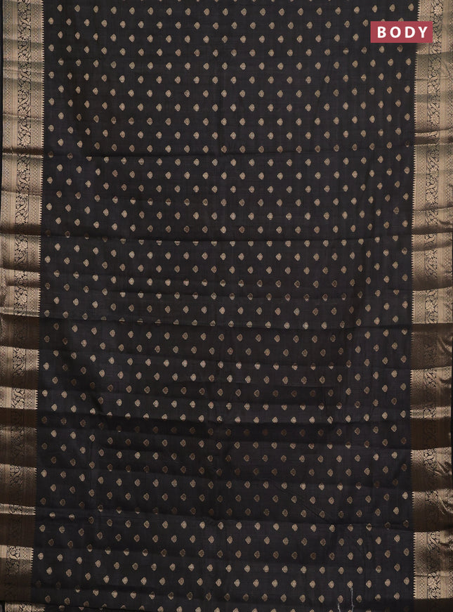 Semi raw silk saree black with allover zari woven 1000 buttas and zari woven border
