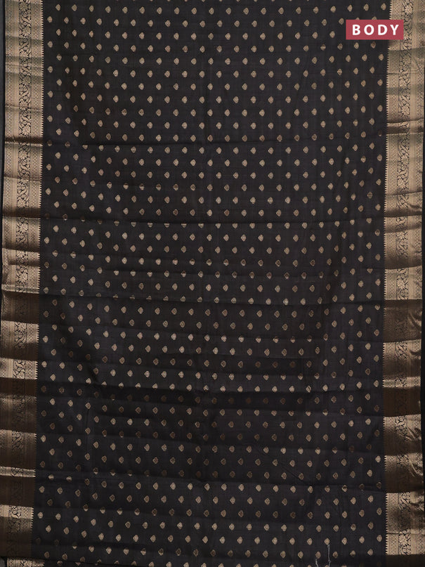 Semi raw silk saree black with allover zari woven 1000 buttas and zari woven border