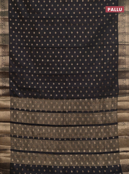 Semi raw silk saree black with allover zari woven 1000 buttas and zari woven border