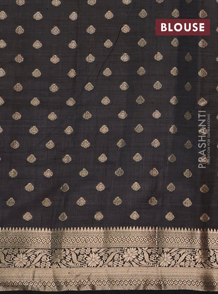 Semi raw silk saree black with allover zari woven 1000 buttas and zari woven border