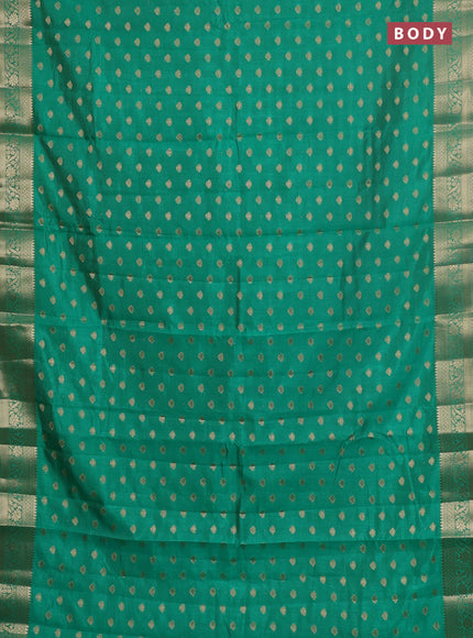 Semi raw silk saree teal green with allover zari woven 1000 buttas and zari woven border
