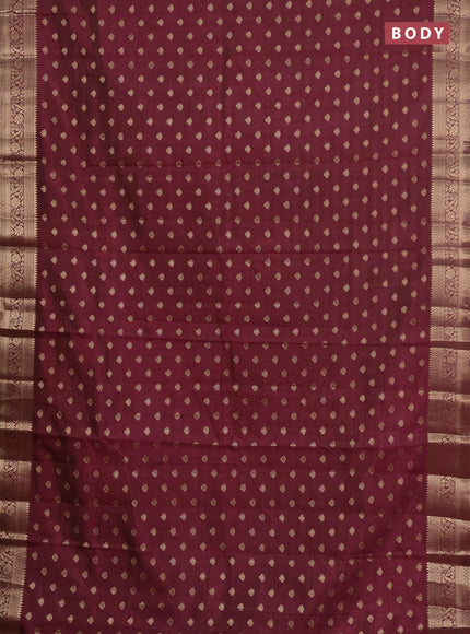 Semi raw silk saree maroon with allover zari woven 1000 buttas and zari woven border
