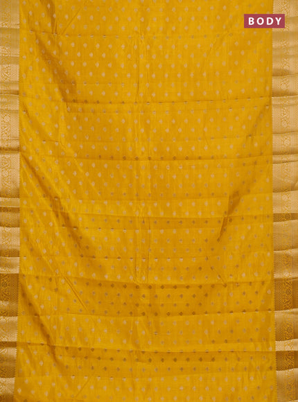 Semi raw silk saree yellow with allover zari woven 1000 buttas and zari woven border
