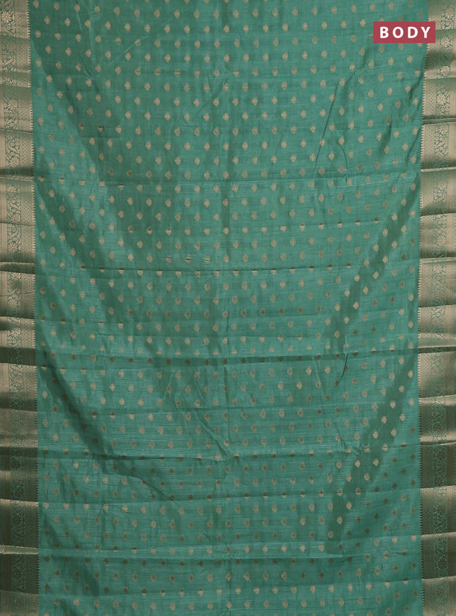 Semi raw silk saree pastel green with allover zari woven 1000 buttas and zari woven border