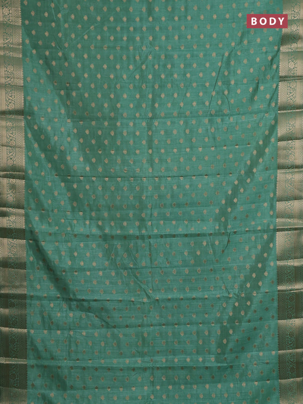 Semi raw silk saree pastel green with allover zari woven 1000 buttas and zari woven border