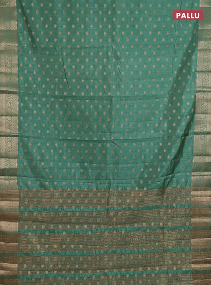 Semi raw silk saree pastel green with allover zari woven 1000 buttas and zari woven border