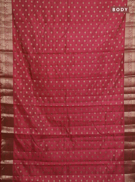 Semi raw silk saree pink with allover zari woven 1000 buttas and zari woven border