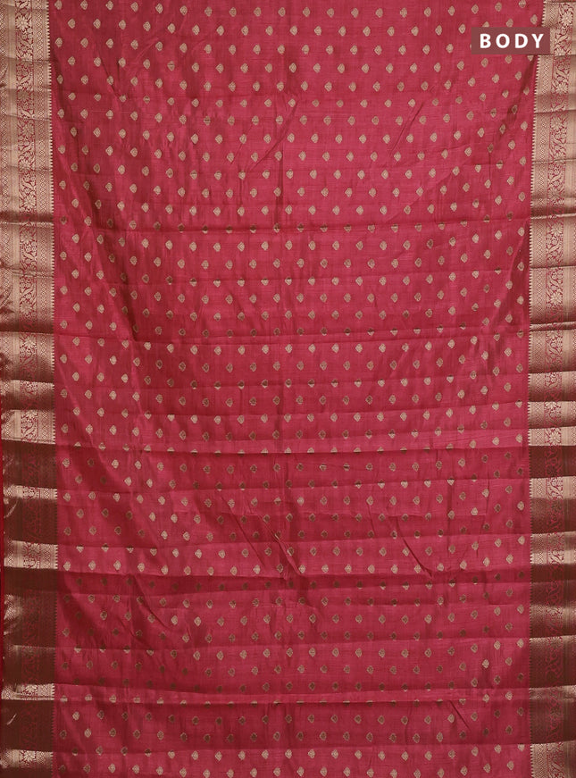 Semi raw silk saree pink with allover zari woven 1000 buttas and zari woven border