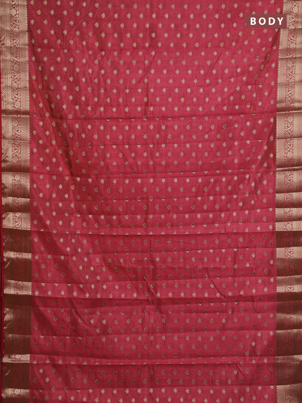 Semi raw silk saree pink with allover zari woven 1000 buttas and zari woven border