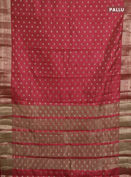 Semi raw silk saree pink with allover zari woven 1000 buttas and zari woven border