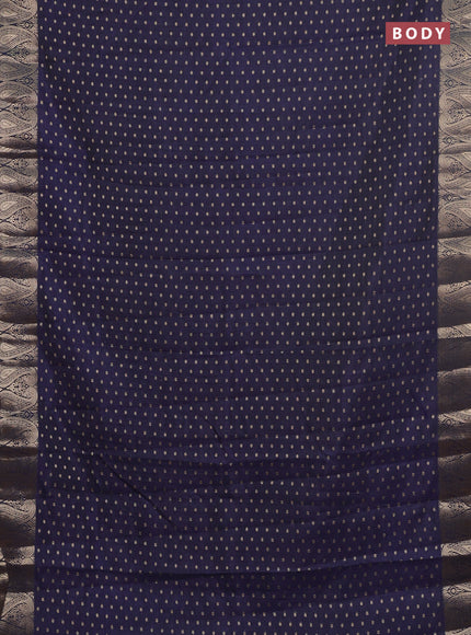 Semi raw silk saree navy blue with allover zari woven 1000 buttas and zari woven border