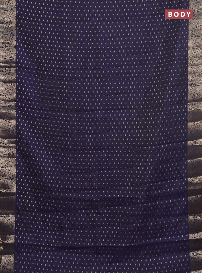 Semi raw silk saree navy blue with allover zari woven 1000 buttas and zari woven border