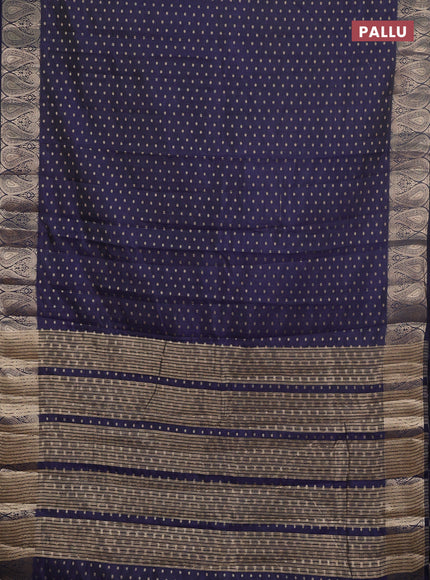 Semi raw silk saree navy blue with allover zari woven 1000 buttas and zari woven border