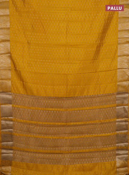 Semi raw silk saree yellow with allover zari woven 1000 buttas and zari woven border