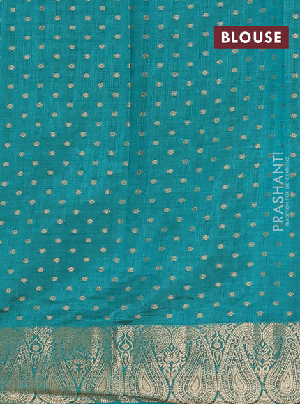 Semi raw silk saree teal blue with allover zari woven 1000 buttas and zari woven border