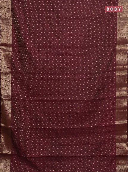 Semi raw silk saree maroon with allover zari woven 1000 buttas and zari woven border