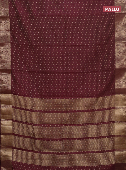 Semi raw silk saree maroon with allover zari woven 1000 buttas and zari woven border