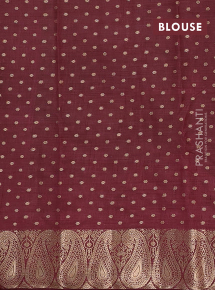 Semi raw silk saree maroon with allover zari woven 1000 buttas and zari woven border
