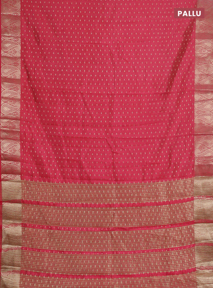 Semi raw silk saree pink with allover zari woven 1000 buttas and zari woven border