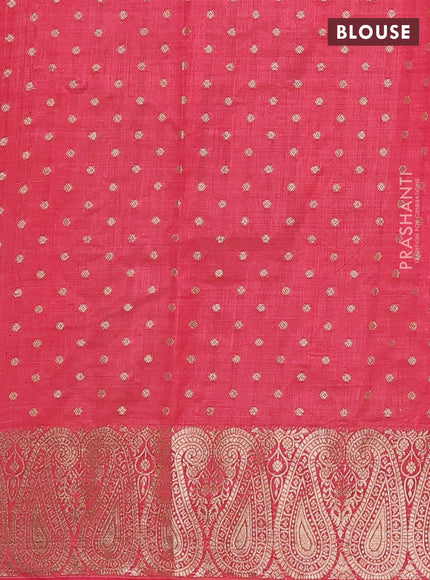 Semi raw silk saree pink with allover zari woven 1000 buttas and zari woven border