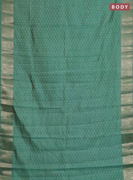 Semi raw silk saree pastel green with allover zari woven 1000 buttas and zari woven border