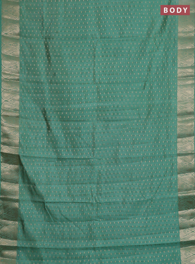 Semi raw silk saree pastel green with allover zari woven 1000 buttas and zari woven border