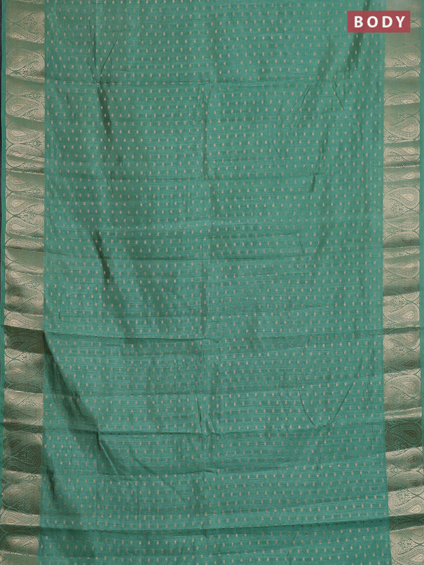Semi raw silk saree pastel green with allover zari woven 1000 buttas and zari woven border