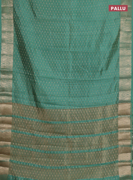 Semi raw silk saree pastel green with allover zari woven 1000 buttas and zari woven border