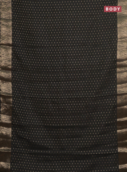 Semi raw silk saree black with allover zari woven 1000 buttas and zari woven border