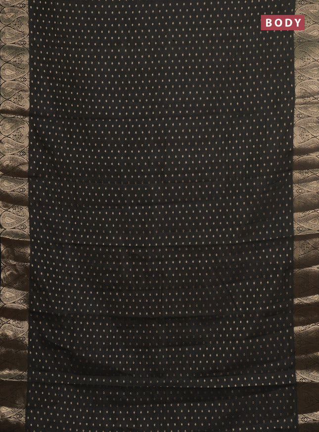 Semi raw silk saree black with allover zari woven 1000 buttas and zari woven border