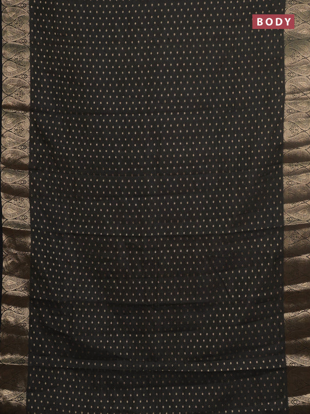 Semi raw silk saree black with allover zari woven 1000 buttas and zari woven border