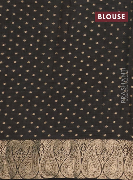 Semi raw silk saree black with allover zari woven 1000 buttas and zari woven border