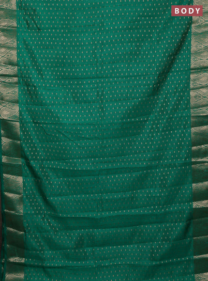 Semi raw silk saree teal green with allover zari woven 1000 buttas and zari woven border