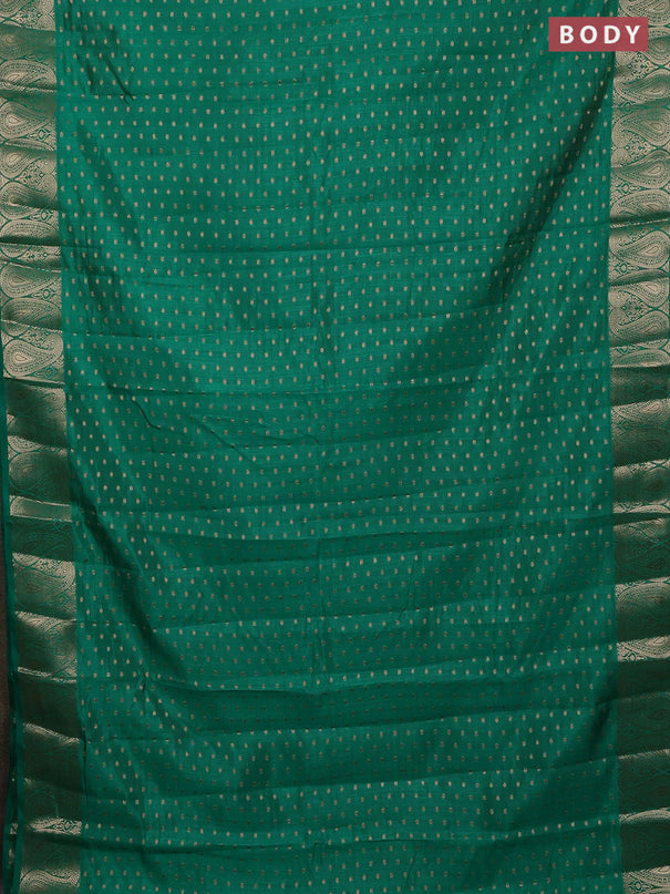 Semi raw silk saree teal green with allover zari woven 1000 buttas and zari woven border