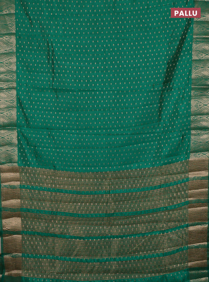 Semi raw silk saree teal green with allover zari woven 1000 buttas and zari woven border