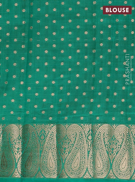 Semi raw silk saree teal green with allover zari woven 1000 buttas and zari woven border