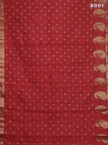 Semi raw silk saree red with allover zari woven 1000 buttas and zari woven border
