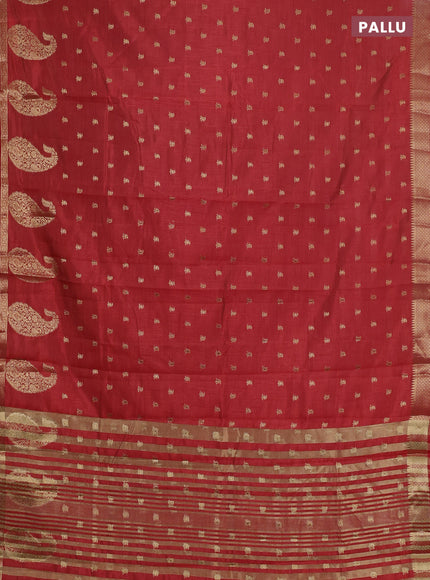 Semi raw silk saree red with allover zari woven 1000 buttas and zari woven border
