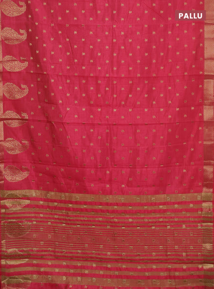 Semi raw silk saree pink with allover zari woven 1000 buttas and zari woven border