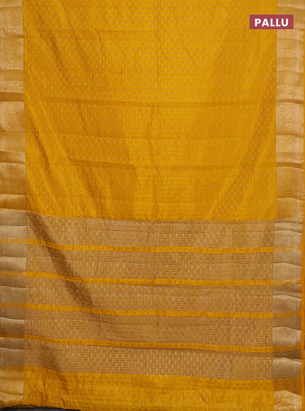 Semi raw silk saree yellow with allover zari woven 1000 buttas and zari woven border