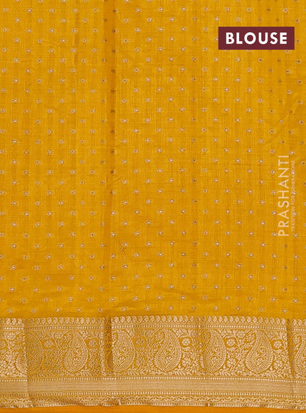Semi raw silk saree yellow with allover zari woven 1000 buttas and zari woven border