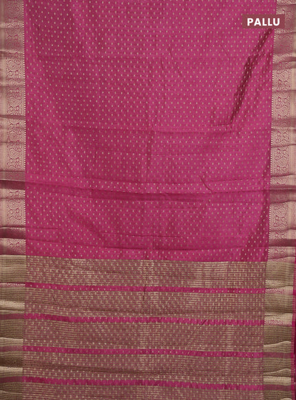Semi raw silk saree pink with allover zari woven 1000 buttas and zari woven border