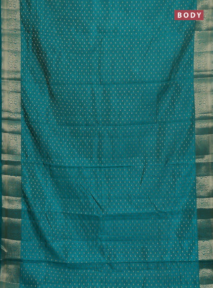 Semi raw silk saree teal green with allover zari woven 1000 buttas and zari woven border