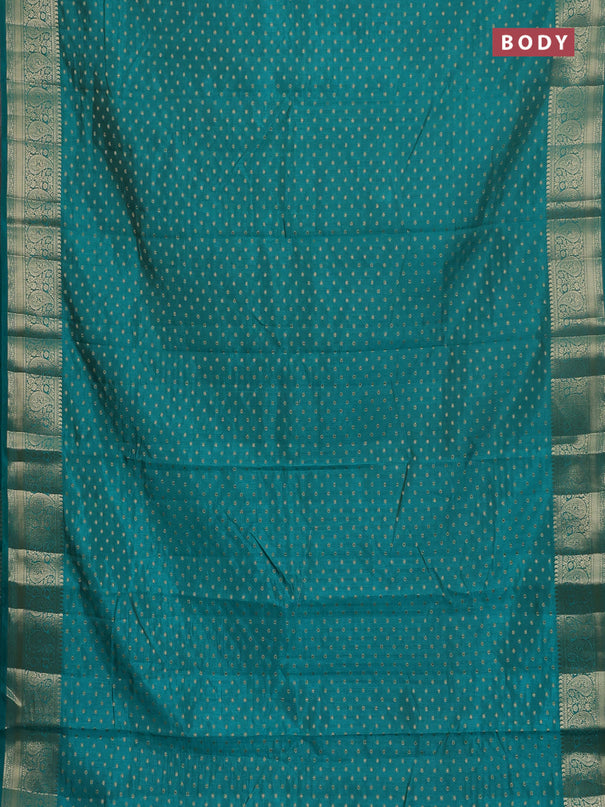 Semi raw silk saree teal green with allover zari woven 1000 buttas and zari woven border