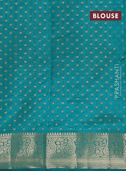 Semi raw silk saree teal green with allover zari woven 1000 buttas and zari woven border